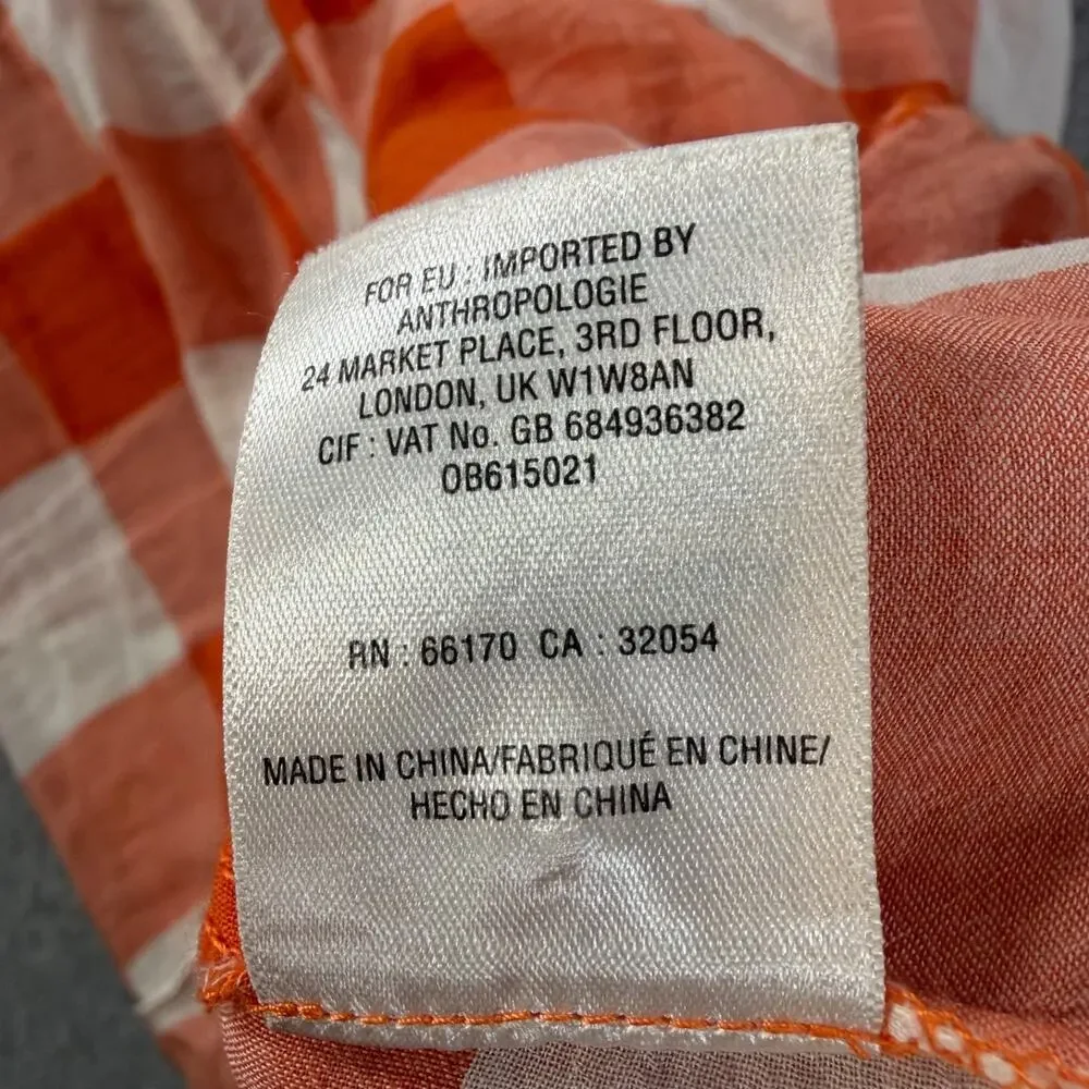 Maeve Orange and White Gingham Button-Front Blouse - Picture 8 of 10